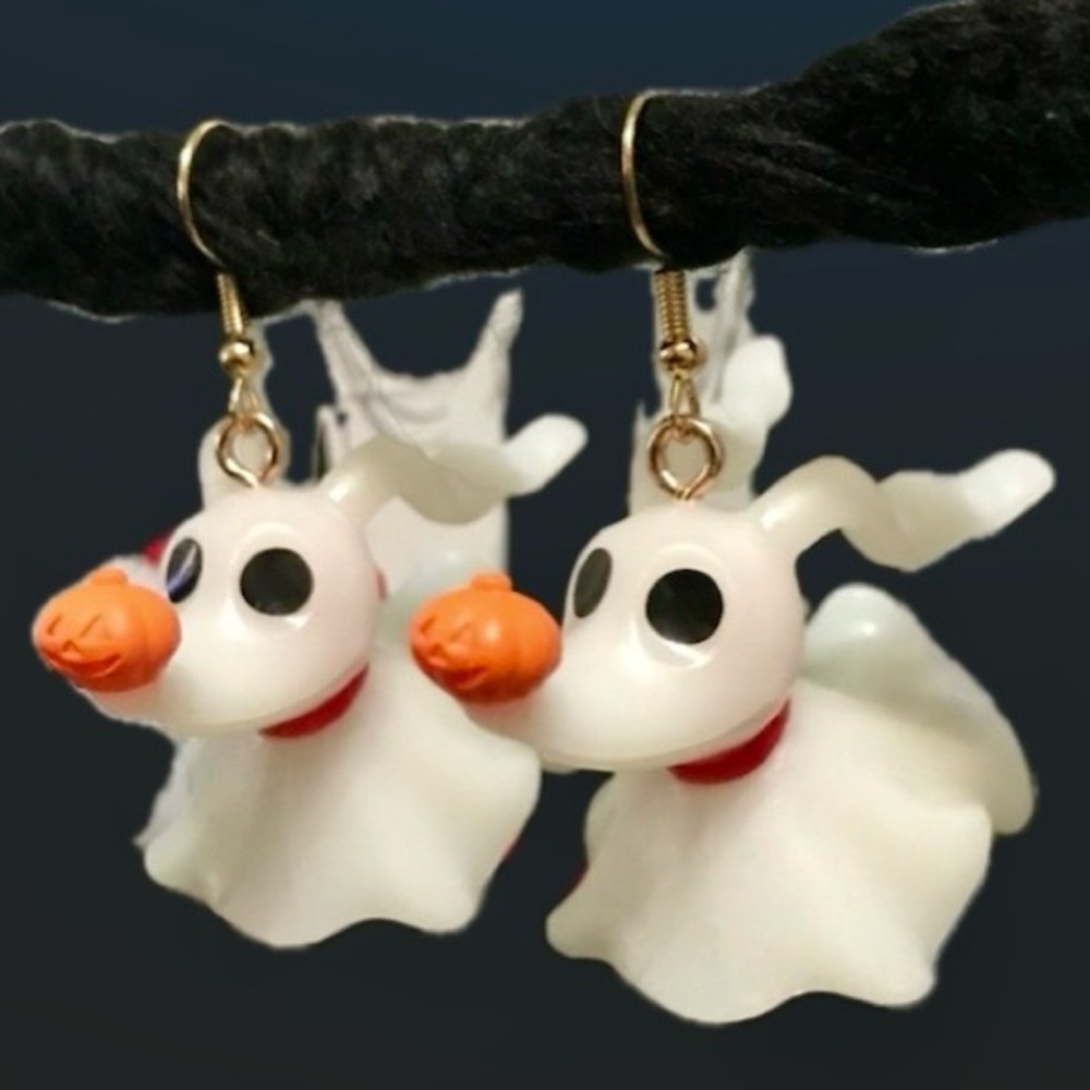 Nightmare Before Christmas Zero ghost dog earrings / gold hardware / NEW no tags